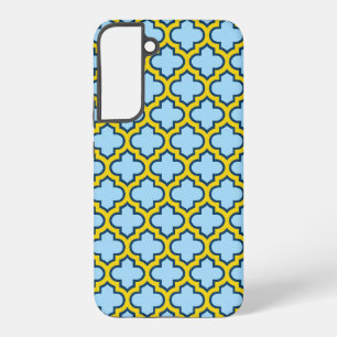 Coque Samsung Galaxy Trellis bleu et jaune, treillis, Quatrefoil