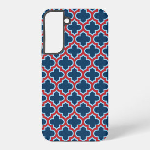 Coque Samsung Galaxy Trellis marocain bleu et rouge, treillis, Quatrefo