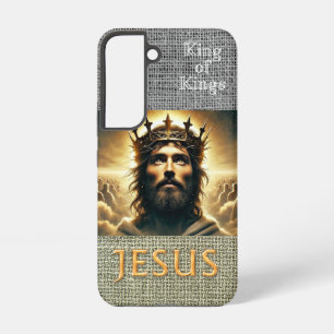 Coque Samsung Galaxy Trendy Hessian Écriture Jésus Or Roi
