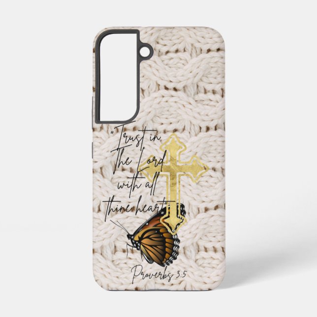 Coque Samsung Galaxy Tricot tendance divin Marron Papillon Croix  (Verso)