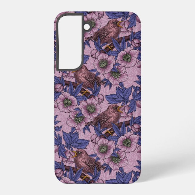 Coque Samsung Galaxy Troglodyte et hellébore, rose et violet (Verso)