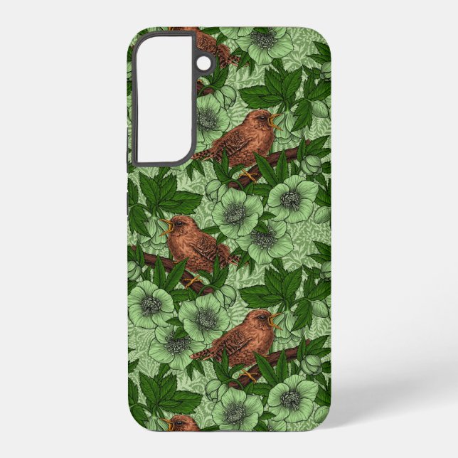 Coque Samsung Galaxy Troglodyte et hellébore, vert clair (Verso)