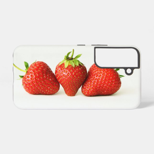 Coque Samsung Galaxy Trois Fraises Sur Sgcna Blanc (Verso Horizontal)