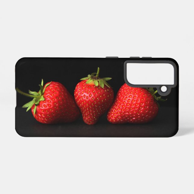 Coque Samsung Galaxy Trois Fraises Sur Sgcna Noir (Verso Horizontal)