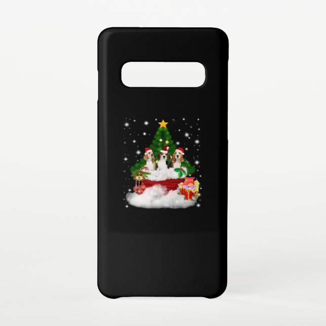 Coque Samsung Galaxy Trois Père Noël Beagle Avec Arbre De Noël (Dos)