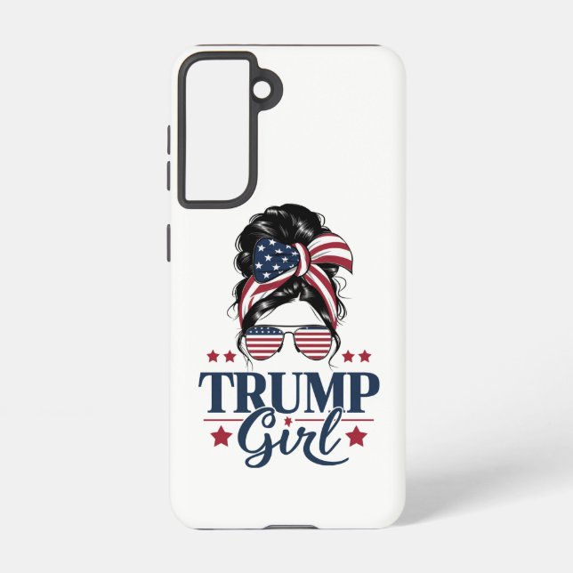 Coque Samsung Galaxy Trump Girl Messy Bun Trump 2024 Election American (Verso)