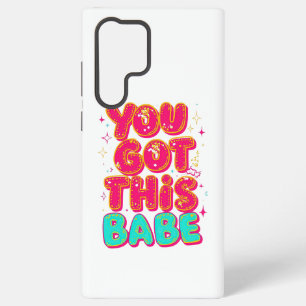 Coque Samsung Galaxy "Tu Vas Réussir Bébé" Typographie Rose Pailletée