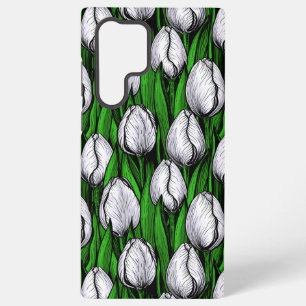 Coque Samsung Galaxy Tulières blanches avec feuilles verts