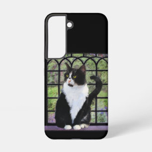 Coque Samsung Galaxy Tuxedo Chat dans la peinture de fenêtre Art animal