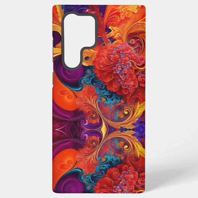 Coque Samsung Galaxy Twirling rouge de feu Hydrangea Persimmon (Verso)
