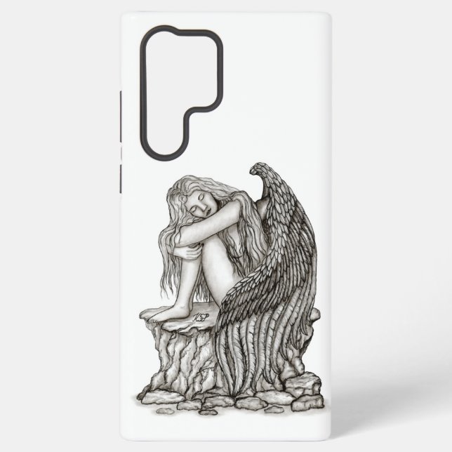 Coque Samsung Galaxy Un ange endormi sur la pierre (Verso)