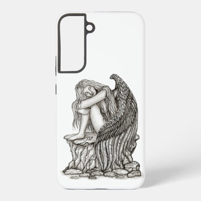 Coque Samsung Galaxy Un ange endormi sur la pierre (Verso)