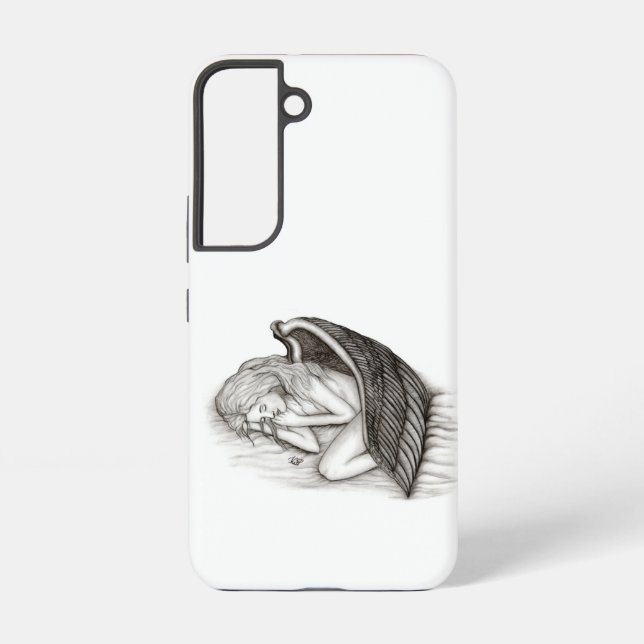 Coque Samsung Galaxy Un Angel endormi, design noir et blanc (Verso)