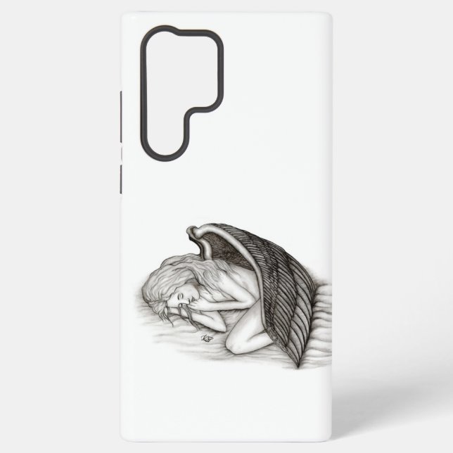 Coque Samsung Galaxy Un Angel endormi, design noir et blanc (Verso)