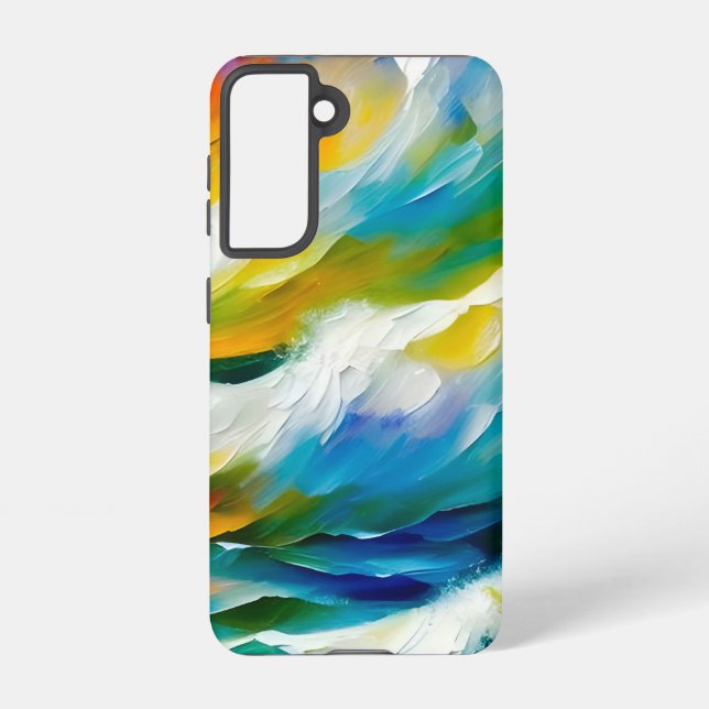 Coque Samsung Galaxy Une peinture dynamique d'une mer orageuse. (Verso)