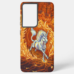 Coque Samsung Galaxy Unicorne de l'art Imaginaire de feu