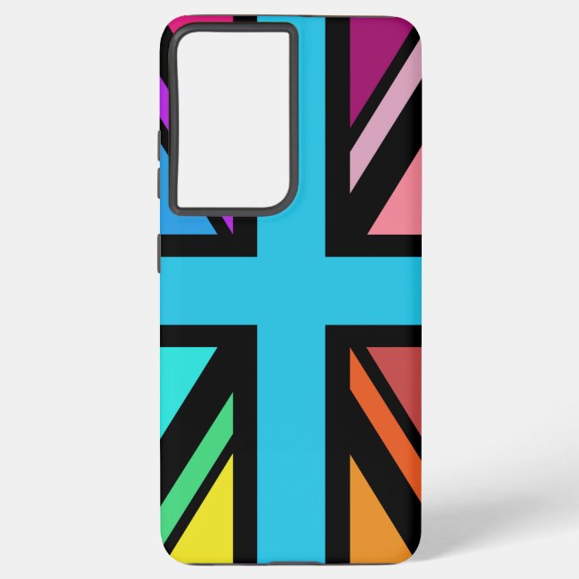 Coque Samsung Galaxy Union Jack/Drapeau Multicolore+Noir (Verso)