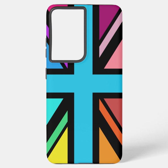 Coque Samsung Galaxy Union Jack/Drapeau Multicolore+Noir (Verso)