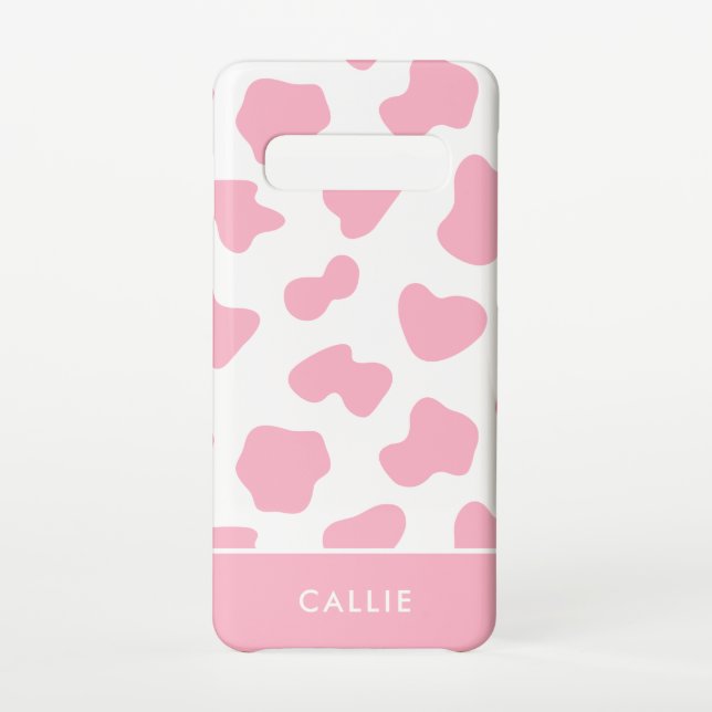 Coque Samsung Galaxy Vache rose et blanche Imprimer Nom personnalisé (Dos)