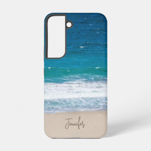 Coque Samsung Galaxy Vagues de l'océan bleu aqua tropical Nom Plage de