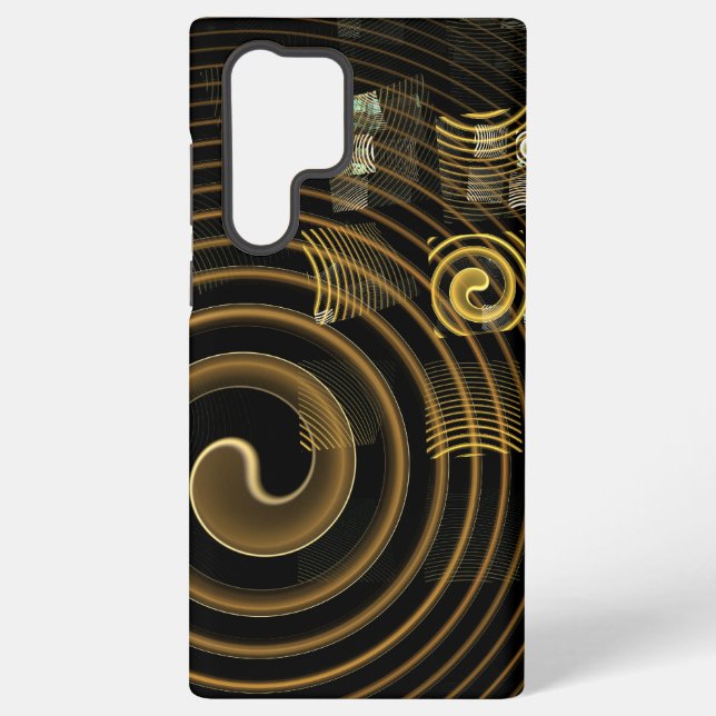 Coque Samsung Galaxy Vagues dorées hypnotiques Art abstrait moderne (Verso)