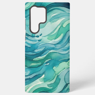 Coque Samsung Galaxy Vagues océaniques à l'aquarelle sarcelle