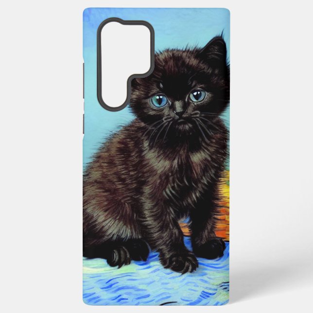 Coque Samsung Galaxy Van Gogh Black Kitten avec fils (Verso)