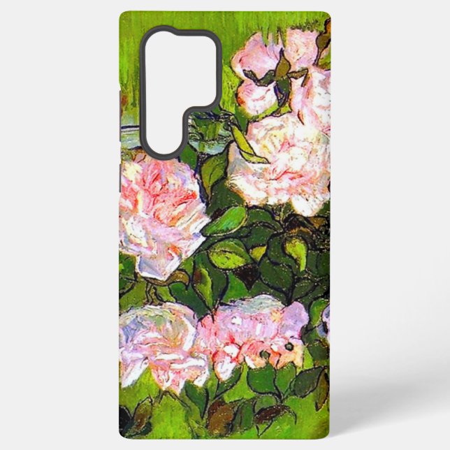 Coque Samsung Galaxy Van Gogh Vie morte avec des roses roses roses (Verso)