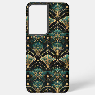 Coque Samsung Galaxy Ventilateur d'inspiration Art déco Emerald et Gold