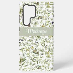 Coque Samsung Galaxy Vert Sauge Chic Country Français Olive Nom Monogra