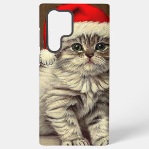 Coque Samsung Galaxy Vintage Christmas Kitty portant le chapeau de Sant