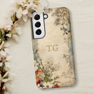 Coque Samsung Galaxy Vintage Grunge Artisan Monogramme Botanique