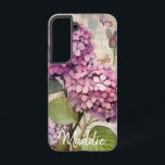 Coque Samsung Galaxy Vintage Hydrangea & Papillon rose Personnalisé<br><div class="desc">Cette Belle Hydrangée et Papillon rose Vintage avec un étui téléphonique de nom personnalisé encadre votre routine quotidienne dans l'art délicat de l'aquarelle. C'est le genre de cadeau qui s'intègre parfaitement dans une célébration d'anniversaire, ajoute une touche personnelle à la fête des mères, marque la remise des diplômes avec une...</div>
