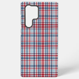 Coque Samsung Galaxy Vintage, motif carreaux rouge blanc bleu