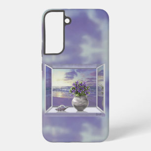 Coque Samsung Galaxy violettes dans un pot de lune