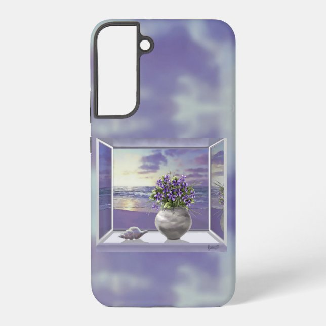 Coque Samsung Galaxy violettes dans un pot de lune (Verso)