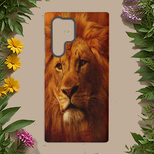 Coque Samsung Galaxy Visage de lion réaliste doré majestueux