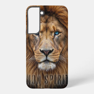 Coque Samsung Galaxy Visage majestueux de lion aux yeux bleus Faune A