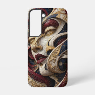 Coque Samsung Galaxy Visage Mosaïque Bourguignon Nuit Or