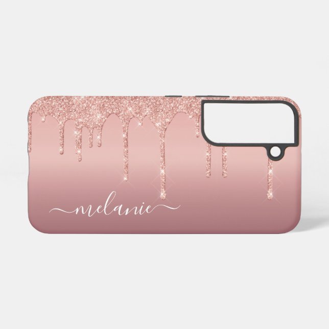 Coque Samsung Galaxy Votre nom Rose personnalisé Parties scintillant Go (Verso Horizontal)