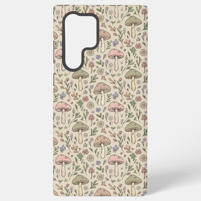 Coque Samsung Galaxy Warm Beige Fungi Seamless Pattern (Verso)