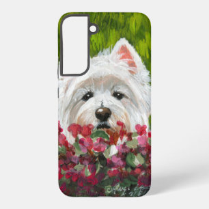 Coque Samsung Galaxy Westie et fleurs roses