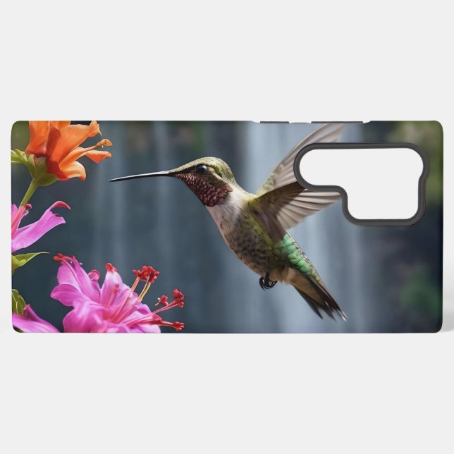 Coque Samsung Galaxy "Whispers of Nature : Hummingbird, Cascade, (Verso Horizontal)