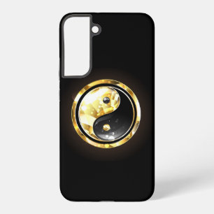 Coque Samsung Galaxy Yin Yang or en or sur fond noir
