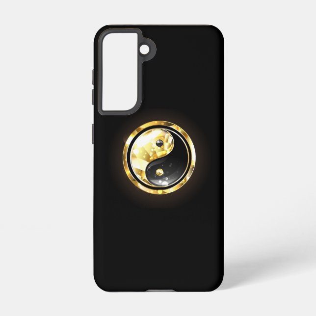 Coque Samsung Galaxy Yin Yang or sur noir (Verso)