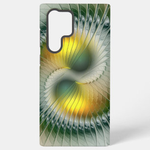Coque Samsung Galaxy Yin Yang Vert Jaune Abstrait Fractal Coloré