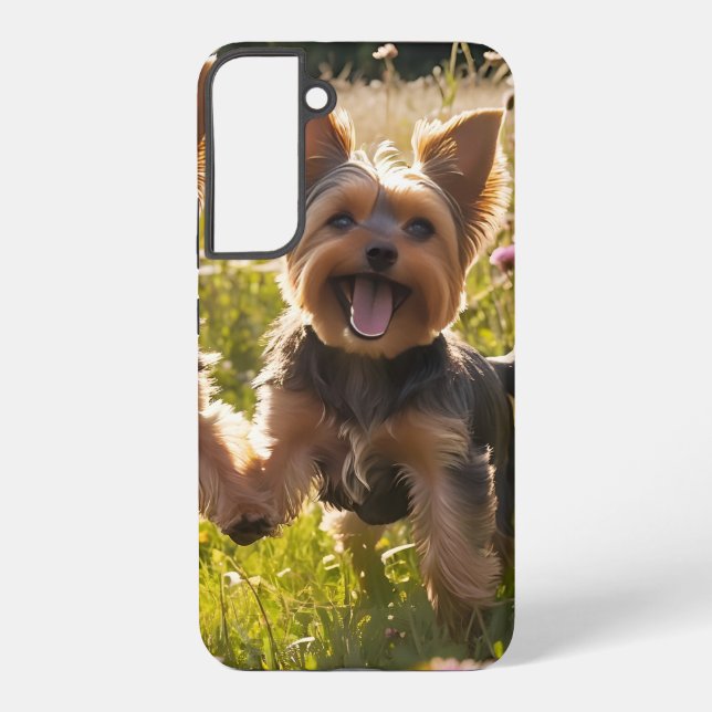 Coque Samsung Galaxy Yorkshire Chiot Jouer dans l'herbe (Verso)