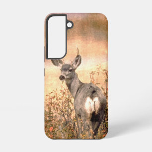 Coque Samsung Galaxy Young Deer en Fleur sauvage avec Grungy Texture Ar
