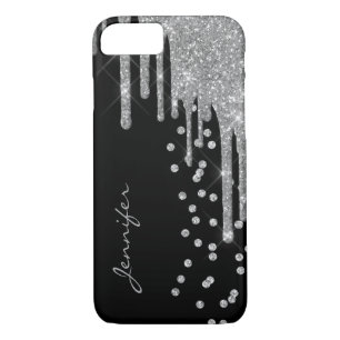 Coque Silver Parties scintillant Drips iPhone 8