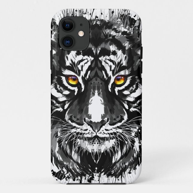 Coque Tiger iPhone 11 | Tigre noir et blanc (Dos)